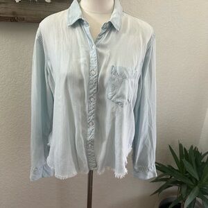 Rails Dana Light Wash Button-Up Chambray tencel Denim Shirt size L